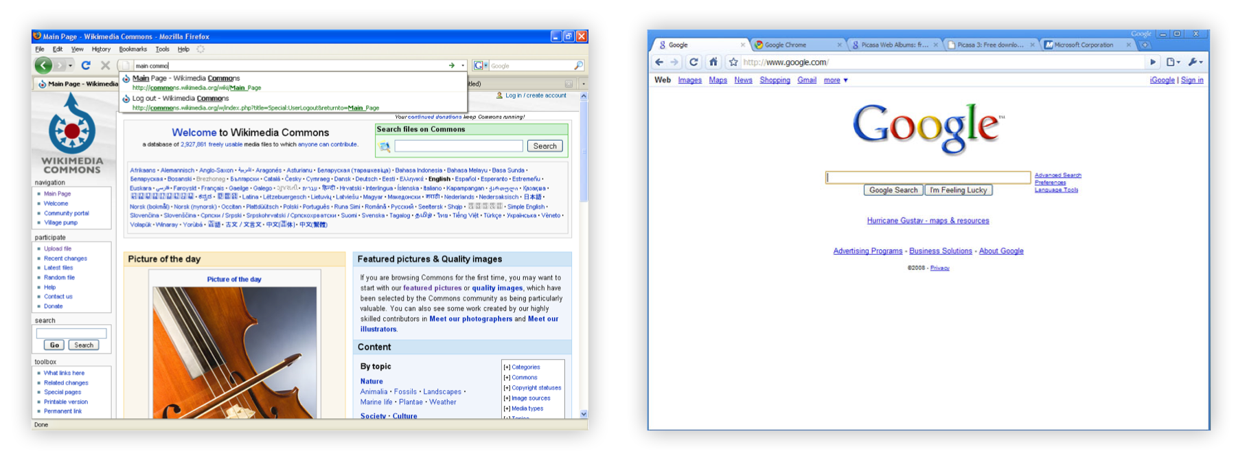 Firefox and Chrome in 2009